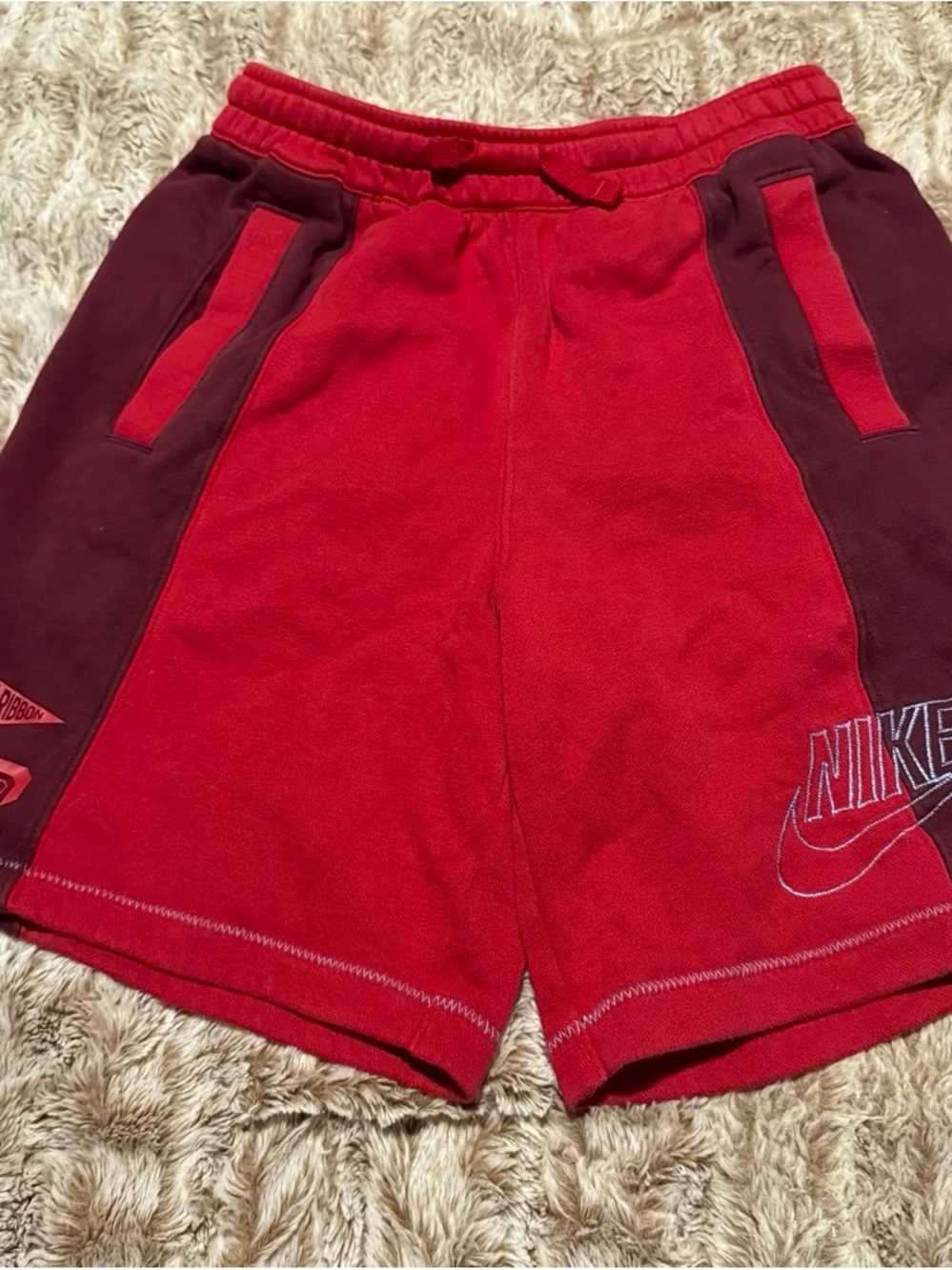 Nike Red Shorts with Maroon Contrast Panels
